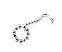 Balls Ring Shaped Silver Curved Nose Stud NSKB-49